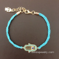 Torsion tissé Hamsa Evil Eye Shape femmes Bracelet Bijoux